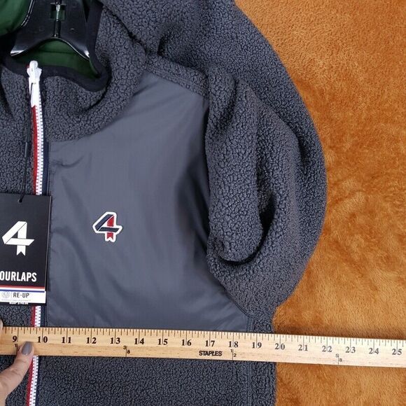 FOUR LAPS Mens Jacket Small Gray Zip Up Reversible Lead Sherpa FOURLAPS $148 - Picture 7 of 8